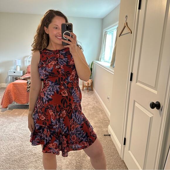 Rebecca Taylor Blue Red Floral Silk Mini Dress 4 - Picture 2 of 16